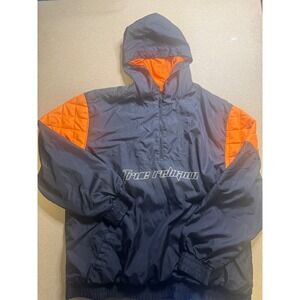 True Religion Mens Anorak Pullover‎ Hooded Jacket Black Orange Size Large